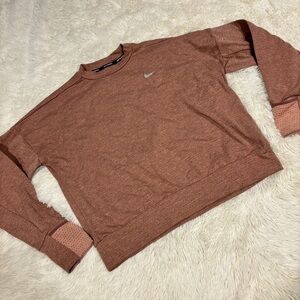 Nike Running Long Sleeve Waffle Knit Pullover Size Small Blush Pink